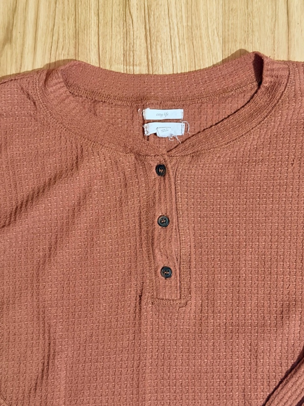 mine rust waffle knit pajama set - terracotta hue - Picture 3 of 10